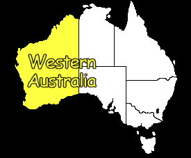 map of Australia, highlighting Western Australia